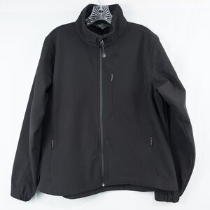 Woolrich Fleece Lined Soft Shell Full Zip Jacket Womens XL Black Mock Neck 15110